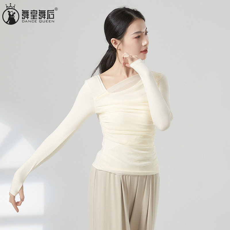 舞蹈服网纱长袖上衣女形体服显瘦