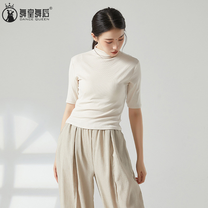 2026春夏现代舞练功服高领中袖女上衣舞蹈服古典舞修身形体训练服