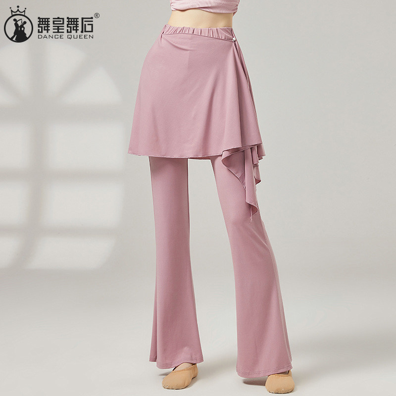 春夏舞蹈裤微喇叭裤女现代舞遮臀假两件裙裤古典舞练功服形体裤子