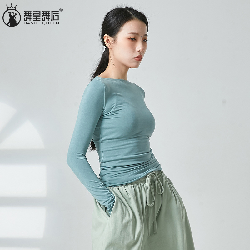 舞蹈服上衣女一字领显瘦练功服