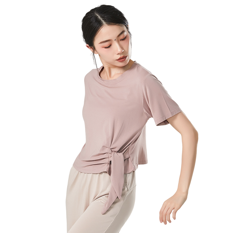 侧面系带舞蹈练功服上衣女成人