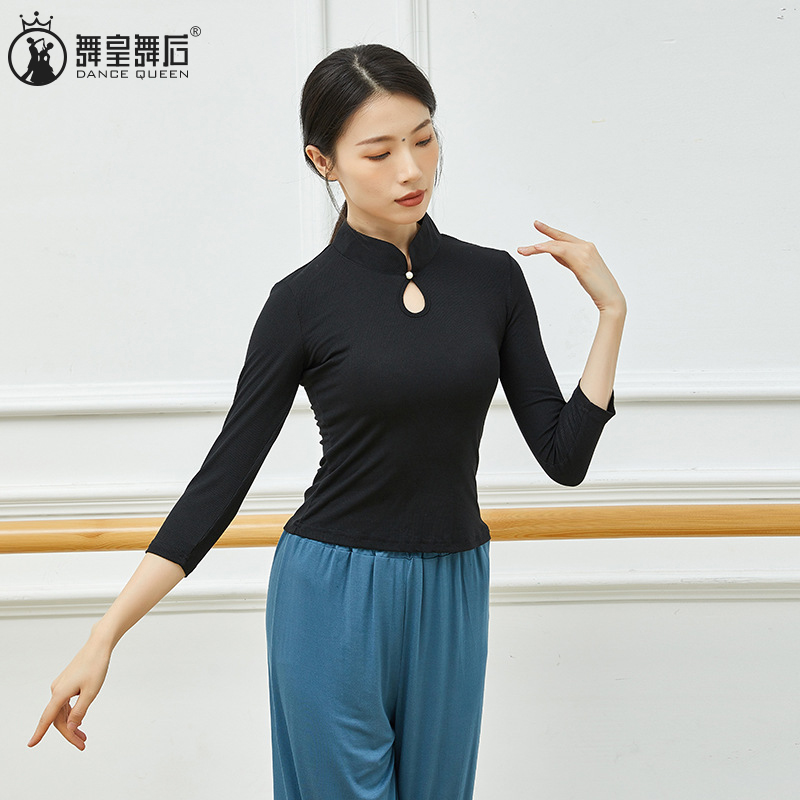 新款古典舞服气质修身中袖上衣中国风现代舞民族舞服装练功服女