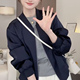 宽松韩系百搭黑色小个子短款 休闲外套女春季 2025新款 夹克洋气上衣