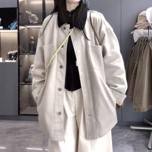 原版高级感中长款牛仔风衣外套女