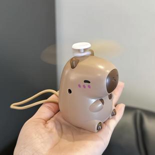 卡皮巴拉迷你风扇usb充电挂脖便携随身静音电风扇学生上班族手持