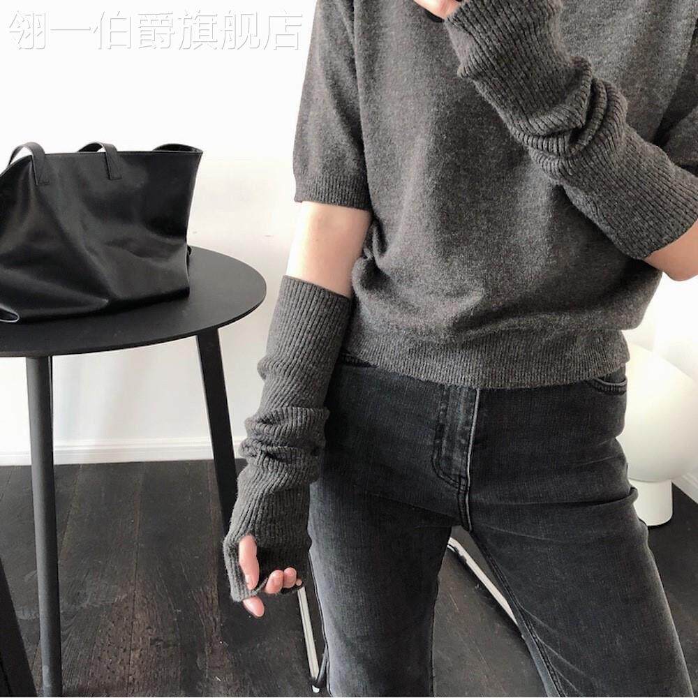 手臂套毛衣纯色针织毛线袖套防晒堆堆袖女款保暖百搭假袖子加长款