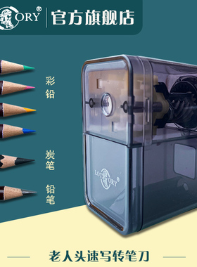 老人头速写削笔器手摇转笔刀美术生小学生用削笔刀削笔机铅笔刀手动绞笔器笔刨笔机彩铅黑色专业素描削笔器