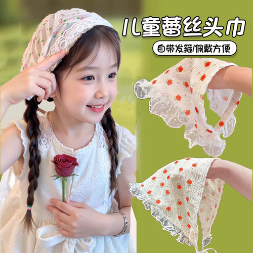 儿童森系碎花三角巾发箍