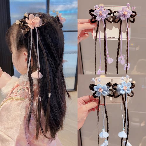 日韩女童汉服头饰花朵假发饰