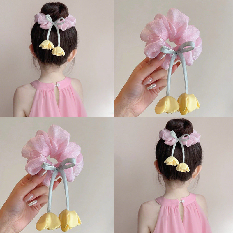 韩版儿童粉色花朵网纱大肠发圈2025新款女童扎头发皮筋头绳发饰品,童装/婴儿装/亲子装,发饰,淘宝优惠券,粉丝福利购,淘宝优惠卷