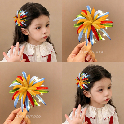 儿童彩色烟花会发光扭扭棒发夹