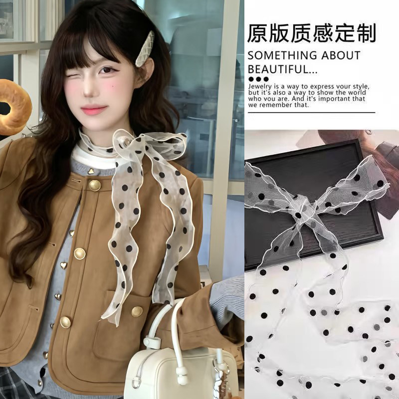 韩系欧根纱波点丝巾女2026新款图片