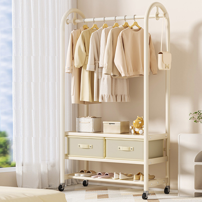 挂衣架落地家用衣帽架晾衣架可移动带抽屉收纳卧室置物架