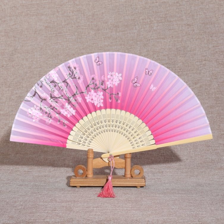 新清新折纸扇子古风印花扇便携折扇迷你汉n服小扇子旗袍小折扇子