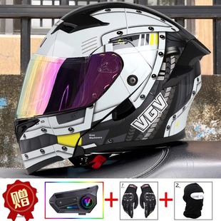 3c认证揭面盔摩托车头盔男士 双镜防晒骑行机车电动车安全盔 女夏季