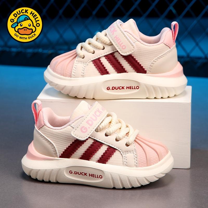 小黄鸭秋冬款女童鞋子贝壳头百搭学步鞋软底防滑皮面机能鞋宝宝鞋