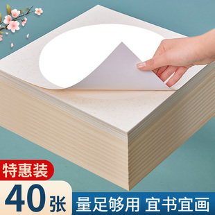 加厚生宣纸卡纸国画水彩画入门作品纸镜片软卡书法作品纸书法专用纸练习纸软笔生宣半生半熟软卡熟宣空白圆形