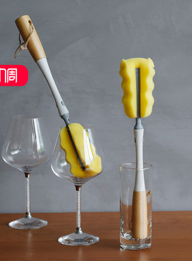 艺之初楠竹长柄海绵杯刷厨房清洁刷洗杯子神器水杯清洗大号刷耐用