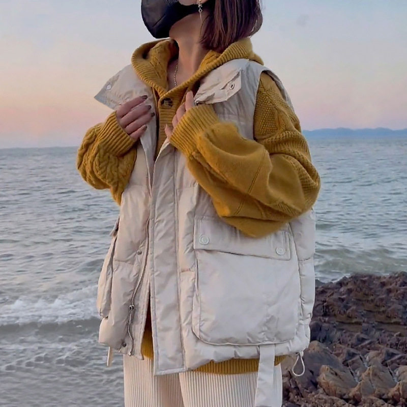 韩版羽绒棉马甲女2023秋冬宽松背心马夹外穿百搭坎肩休闲外套上衣