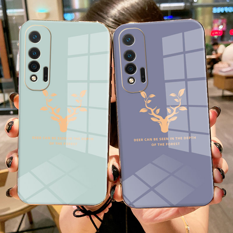 华为nova6手机壳4g版女款个性创意潮牌5g新款直角边电镀亮面麋鹿头像