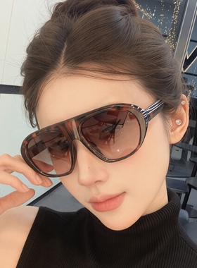 玳瑁色墨镜女款蛤蟆镜时髦个性方圆脸显瘦防晒遮阳太阳眼镜高级感