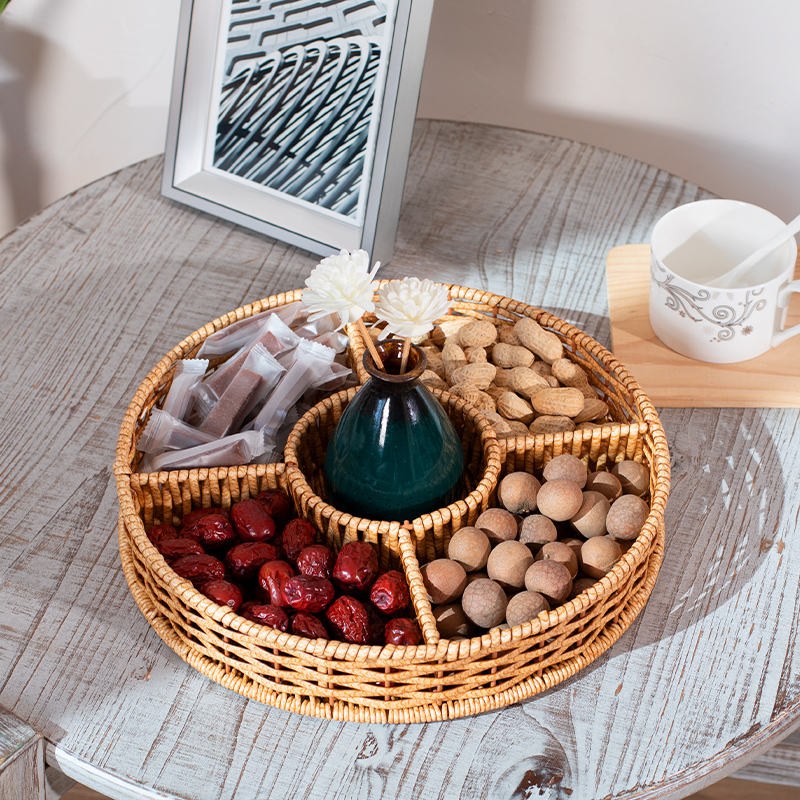 桂味源零食水果托盘分格仿藤编织