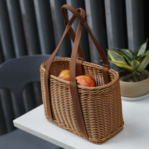 彷藤购物篮手提塑料大容量采摘筐买 菜篮野餐道具菜篮子超市手提
