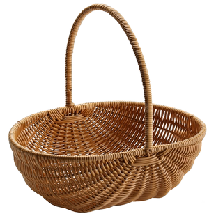 菜篮子购物篮仿藤编织户外水果篮野餐用品篮 手提花篮插花篮INS风