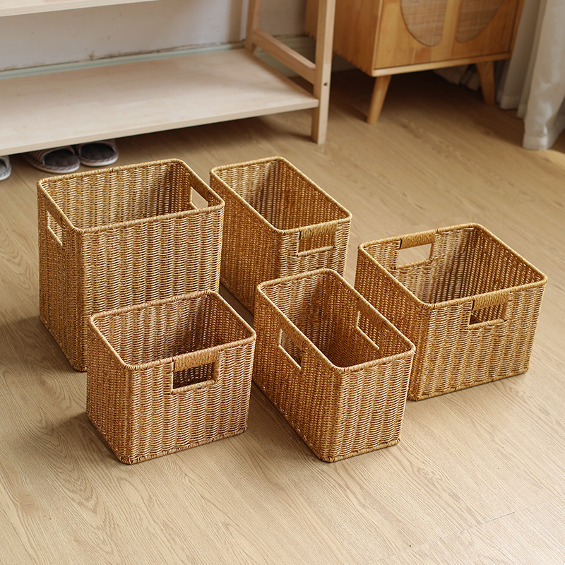 桂味源仿藤编茶几收纳筐家用