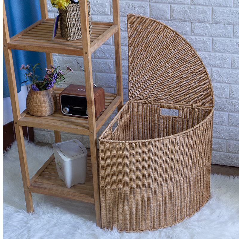 桂味源墙角收纳箱仿藤编扇形脏衣篓大号转角脏衣服洗衣桶浴室三角