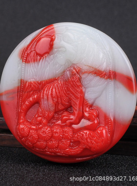 新疆戈壁金丝玉皮带扣虎虎生威