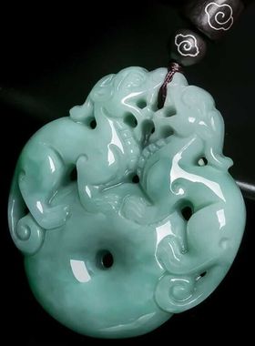 天然翡翠A货公母貔貅一对