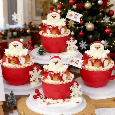 圣诞蛋糕装饰杯子巧克力成品草莓杯老人树雪人平安夜慕斯甜品摆件