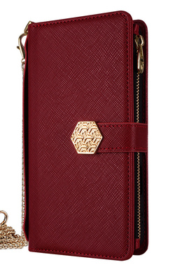 适用三星galaxy A57/56/55/54/53手机壳翻盖插卡拉链a37/36/25外壳手提斜挎长挂绳a71/72/73保护套红色040506