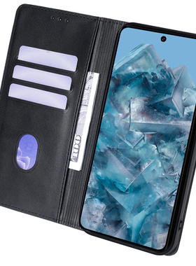 适用谷歌pixel9 Pro XL保护套9/8/7pro皮套支架翻盖式6a磁吸商务黑色google 9A手机壳全包防摔插卡男女士外壳