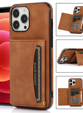 适用苹果16e/15promax多功能钱包式17air手机壳iPhone14plus保护套xs/78插卡12/13外壳高档全包防摔mini单底