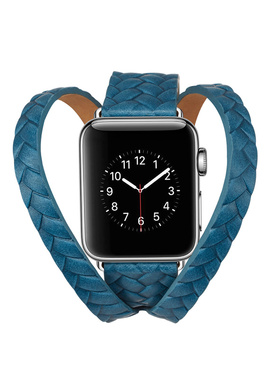 适用apple watch7手表SE真皮表带iwatch1/2/3/4/5代苹果s6手表带编织压纹牛皮腕带series4 40/38/42/44MM男女