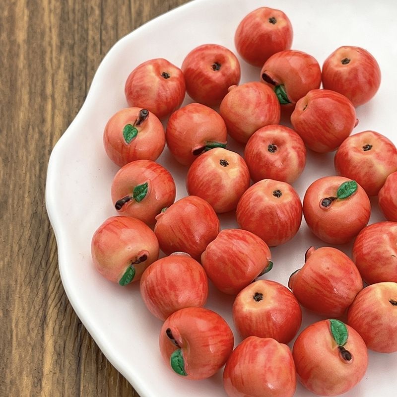 仿真小苹果迷你立体水果微缩食玩摆件手工diy材料摆件饰品小配件