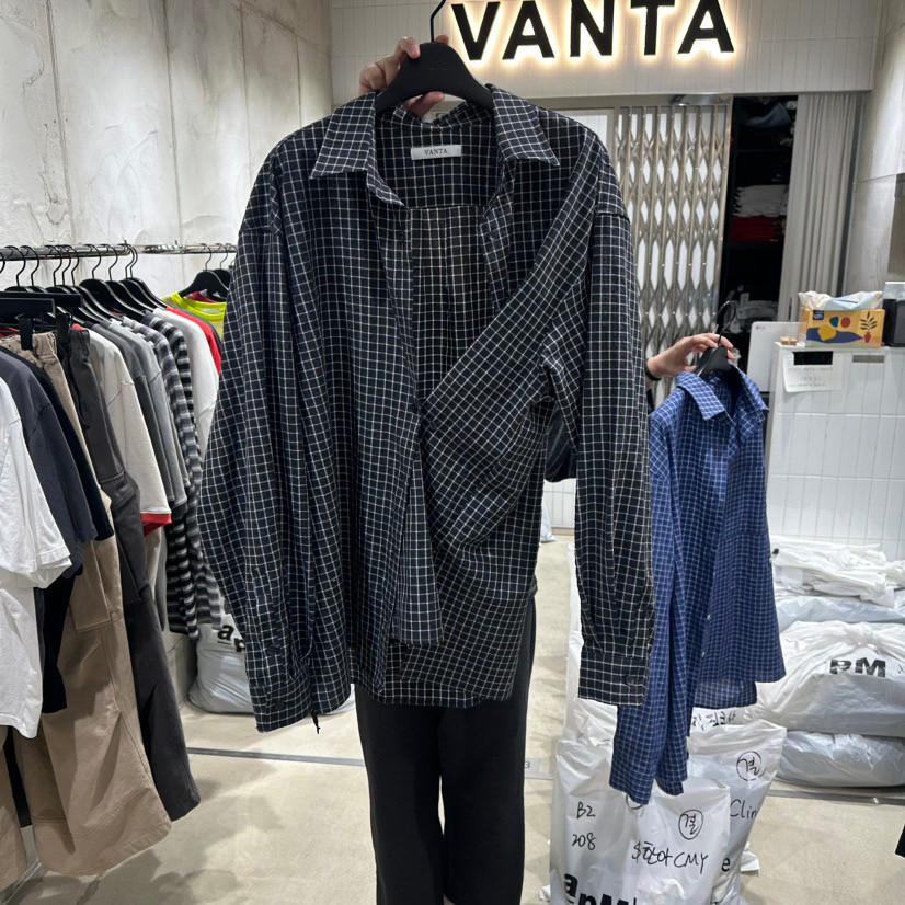 现货～VANTA韩国正品小众设计师品牌2026春款宽松休闲格子衬衫女