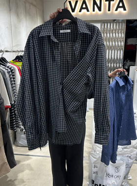 现货～VANTA韩国正品小众设计师品牌2026春款宽松休闲格子衬衫女