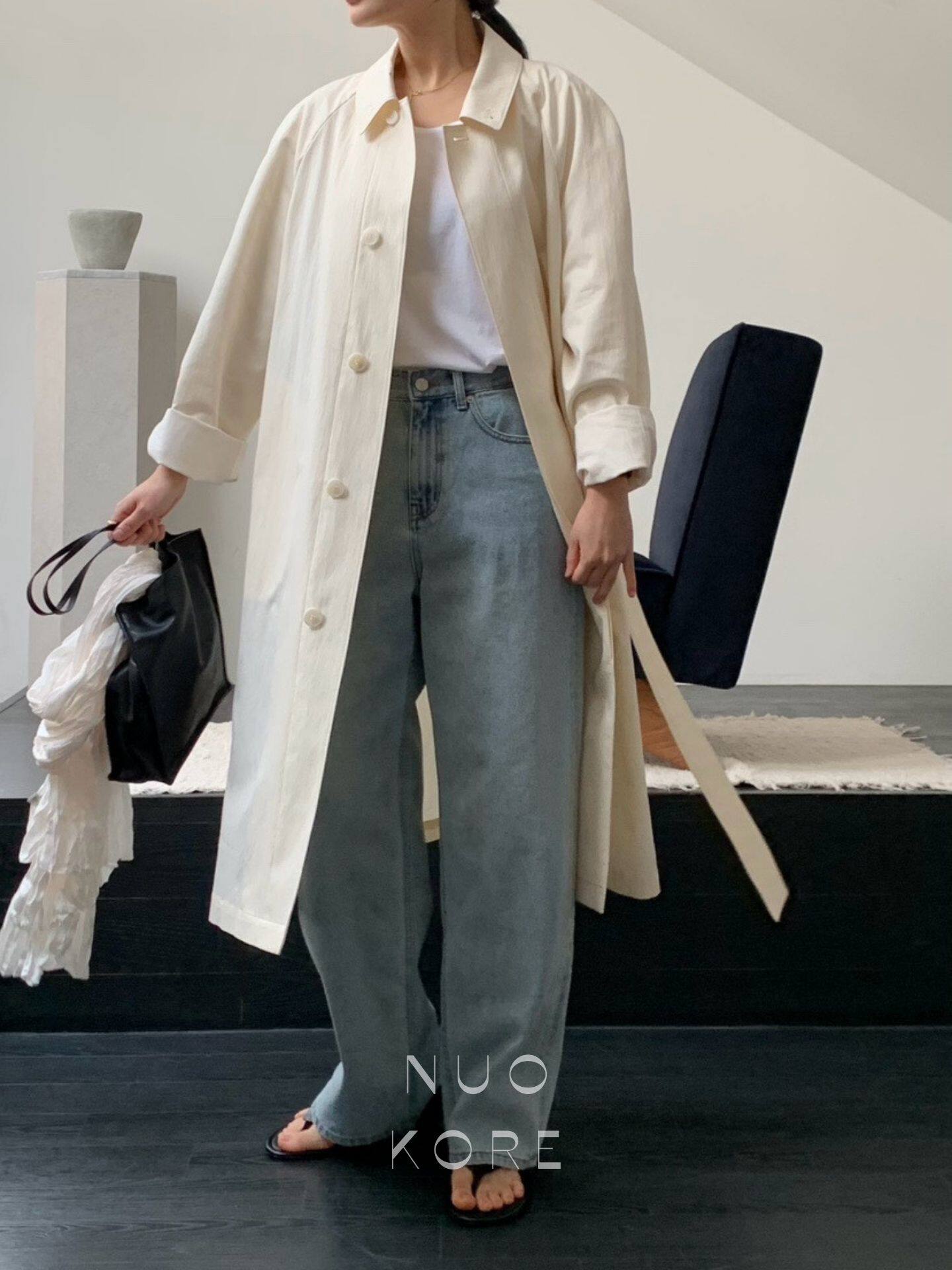 现货PLACOR 韩国正品小众设计师品牌26春款浅色休闲直筒牛仔裤女