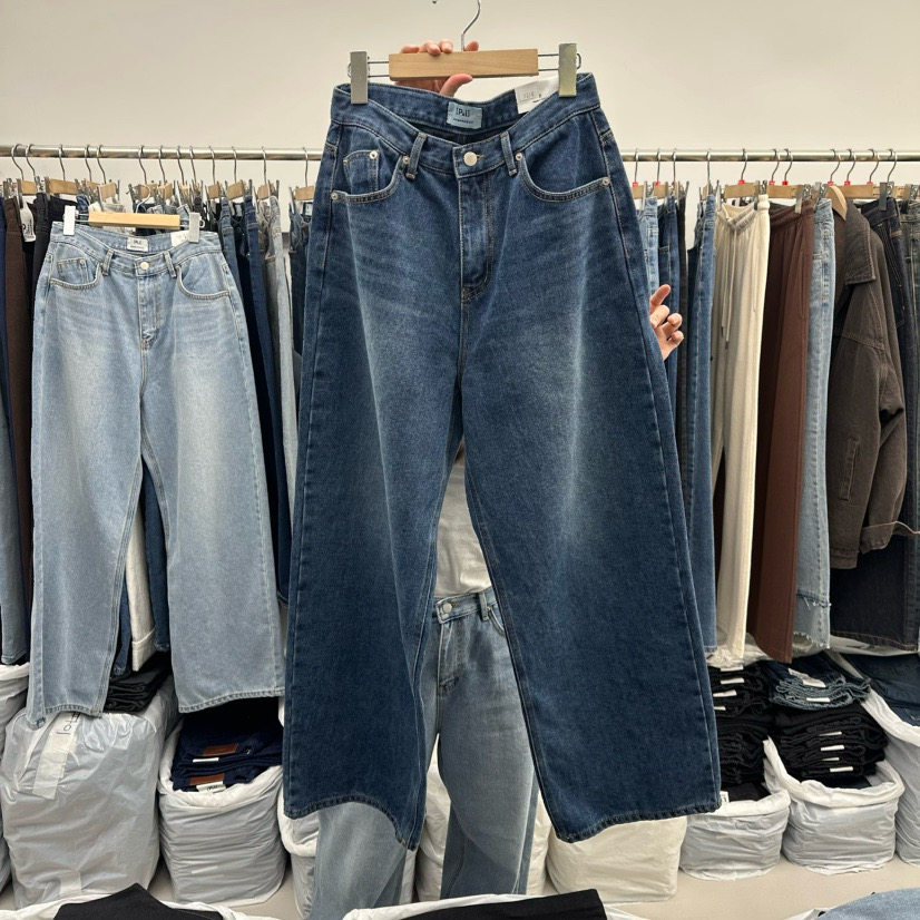 PAI韩国正品小众设计师品牌2025冬新款高腰显瘦百搭直筒牛仔裤 女