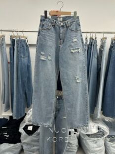 现货～PAI韩国正品小众设计师品牌2026春款水洗破洞直筒牛仔裤女