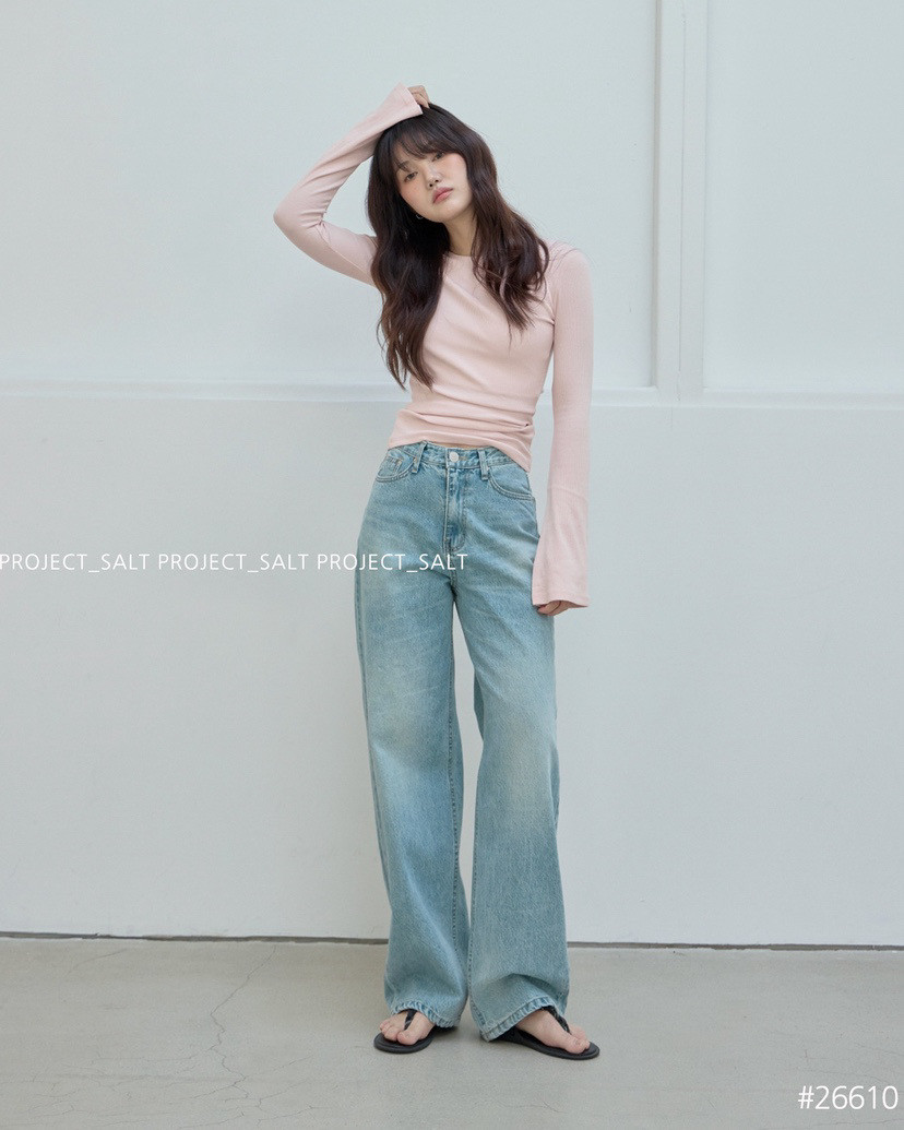现货～PROJECT SALT韩国代购正品2026春装新款高腰宽松牛仔裤女