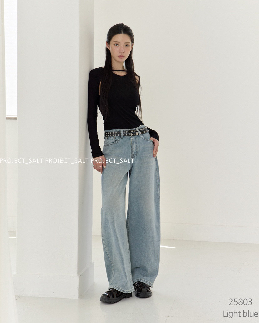 韩国project salt弯刀牛仔裤