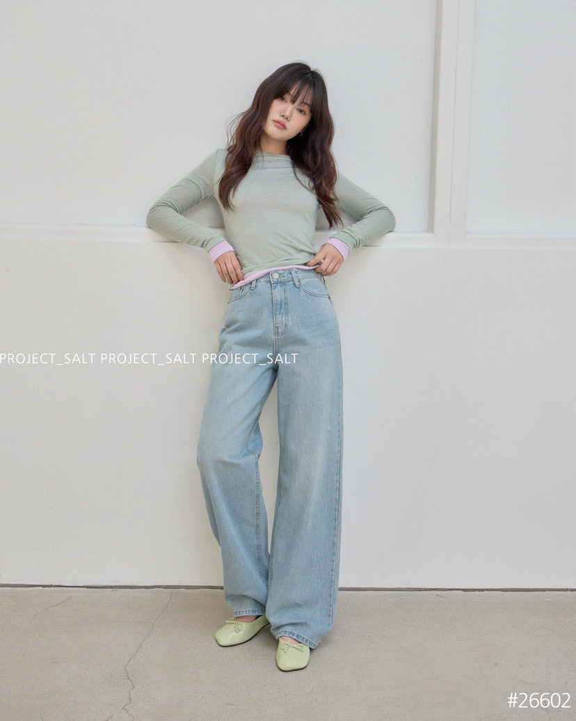 现货～PROJECT SALT韩国代购正品2026春装新款高腰宽松牛仔裤女