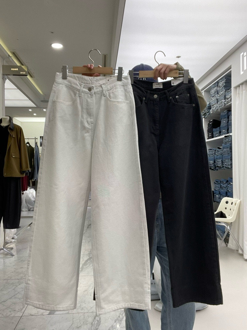 PAI 韩国正品小众设计师25冬季新款经典百搭宽松直筒薄绒牛仔裤女