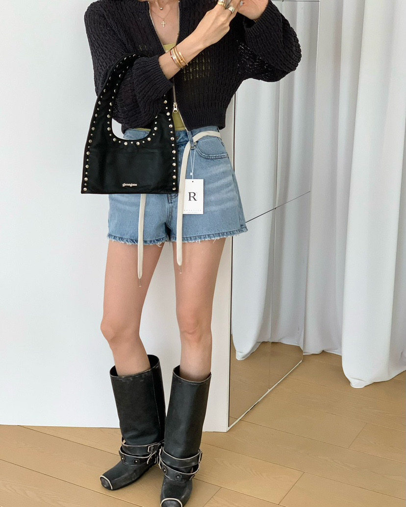 现货～REVE CITE韩国代购正品2026春装新款高腰显瘦牛仔短裤女