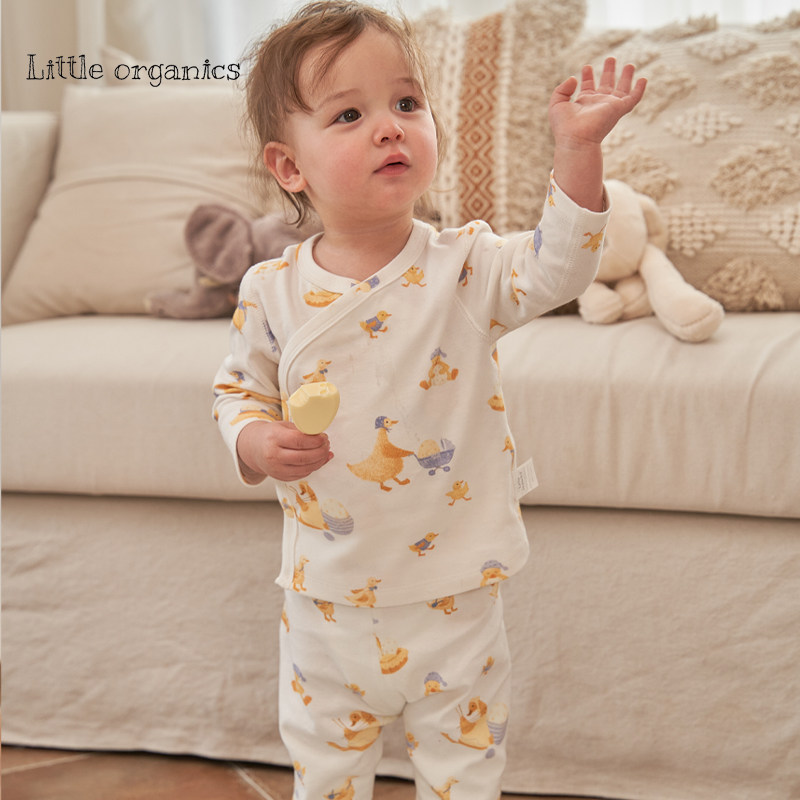 YaGoGo婴儿纯棉室内套装内衣套装高腰护肚纯棉春秋季宝宝分体衣服