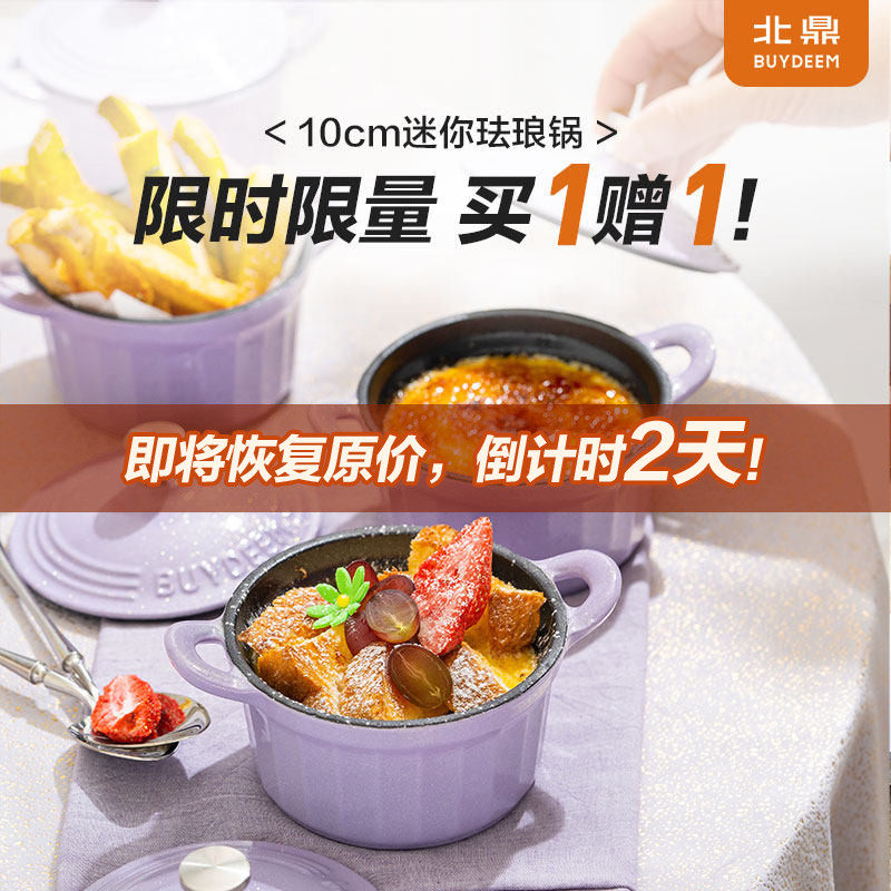 北鼎一人食珐琅锅铸铁炖锅